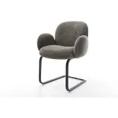 DELIFE Freischwinger Nube-Flex mit Armlehnen Bouclé Soft Schlamm Freischwinger flach Schwarz Taschenfederkern