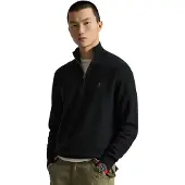 Ralph Lauren für Herren. 710B18060008 Strickpullover aus schwarzem Piqué-Baumwollstrick (L), Lässig, Baumwolle