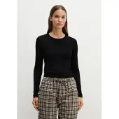 Marc O'Polo Langarmshirt , Damen, Gr. L, schwarz, Jersey, Obermaterial: 90% Modal, 10% Elasthan, Shirts Langarmshirt