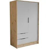 Masseno Drehtürenschrank CAVA 102/200/51 cm Modern Kleiderschrank 2-türig Eiche Artisan