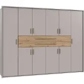 Luma-home Drehtürenschrank Kleiderschrank 273 cm Beige Grau Schubladen Griffe Eiche Artisan / 22645