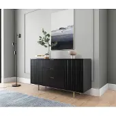 EURO-MOEBEL NOBIA KOMMODE K2D3SZ Schränk, Mehrzweckschrank Sideboard (Schwarz Matt)