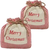 Sonstiges 2 Weihnachtssäckchen Adventskalender Baumwoll Stoffbeutel mit Kordelzug 23x23 cm