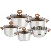 MG HOME Verso Wood Topfset Edelstahl 9-teilig