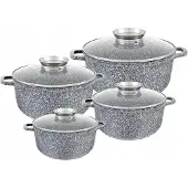 Zilner 8-teiliges Kochtopfset Grauer Stein-Look