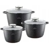 Zilner BLACK MARABLE Topfset Aluminium 6-teilig Marmorbeschichtung