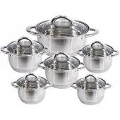 Zilner Edelstahl Kochtopf-Set für Induktion 12-teilig