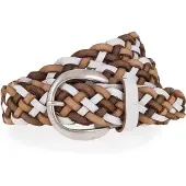 Tamaris Flechtgürtel "Dana Silver", Damen, Gr. 115, weiß (weiß, varied), Rindsleder, Flechtoptik, mehrfarbig, Gürtel Flechtgürtel, mit individueller Längenverstellung, aus Rindsleder, 3 cm breit