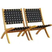 vidaXL Klappstühle, 2 Stück, schwarz, massives Akazienholz und Stoffbezug