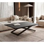 Idohome Ausziehbarer Couchtisch ARIA, höhenverstellbar, Wohnzimmertisch, Multifunktionstisch – Schwarz / Schwarz
