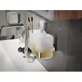 Emco loft Doppel-Glashalter, satiniertes Kristallglas, Wandmodell, 052500700, Farbe: Gold Poliert