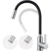 Auralum Küchenarmatur Schwarz mit 2 Strahlarten, Hochdruck, 360° drehbar, Wassersparend