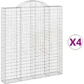vidaXL Gabionen mit Hochbogen 4 Stk. 200x30x220/240cm Verzinktes Eisen