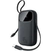 Baseus Externe Batterie 10000 mAh, 45W, mit integrierten Kabeln, schwarz