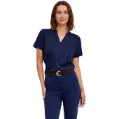 Falke Lyocell Balance Damen Polo Shirt, XS, Blau, Uni, Baumwolle