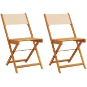 vidaXL Klappstühle, 2 Stück, beige, Massivholz Akazie und Stoff