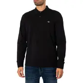 Gant für Herren. 2230 Shield Piqué-Poloshirt schwarz (XL), Lässig, Baumwolle, Langarm