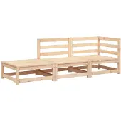 vidaXL Gartensofa mit Fußhocker 2-Sitzer Massivholz Kiefer
