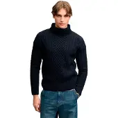 Superdry für Herren. M6110772A Jersey Jacob Cable Roll marineblau (M), Lässig, Wolle