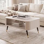 Idohome - Couchtisch AURA mit Ablagefläche 80x42x60 cm, Farbe: Kaschmir