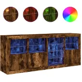 vidaXL Sideboard mit LED-Leuchten Räuchereiche 164x37x67 cm