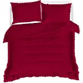 Cotton World Baumwolle World Bettwäsche 160x200 Rot mit Volant