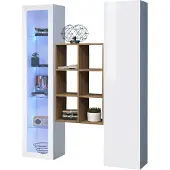 Dmora Anrichte Rimella 40x30x180h cm Weiß, 8 Regalböden, 16 Fächer