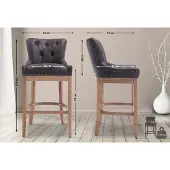 BellaFurn Barhocker Lakewood aus echtem Leder und Holz | Braun