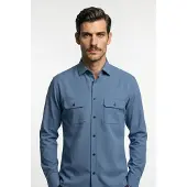 Olymp Langarmhemd , Herren, Gr. L, N-Gr, blau, Cord, Obermaterial: 100% Baumwolle, regular fit, Manschette, Hemden Langarmhemd, Feincord, Businesshemd, Kentkragen, regular fit