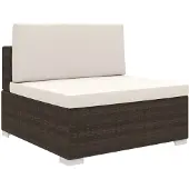 vidaXL Mittelsofa mit Kissen Modular Poly Rattan Braun