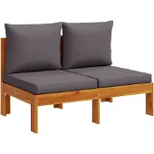 vidaXL Gartensofa ohne Armlehnen mit Kissen 2-Sitzer Massivholz Akazie