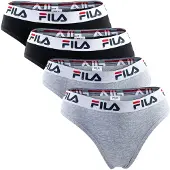 FILA Damen Brazilian Slip - 4er Pack, Logo-Bund, Cotton Stretch, einfarbig