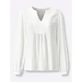 Inspirationen Schlupfbluse , Damen, Gr. 54, ecru, 100% Viskose, unifarben, V-Ausschnitt, Blusen Schlupfbluse