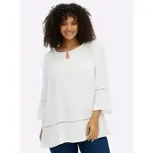 Sheego 3/4-Arm-Bluse in ecru | Gr.: 52