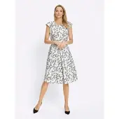 HEINE Jersey-Kleid in ecru-schwarz-bedruckt | Gr.: 40