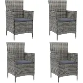 vidaXL Gartenstühle mit Kissen 4 Stk. Poly Rattan Grau