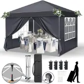 Sonstiges Pop-Up Pavillon 3x3 m Wasserdicht UV-Schutz 50+ Dunkelgrau mit 4 Seitenteilen