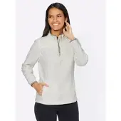 Casual Looks Fleeceshirt "Fleece-Shirt", Damen, Gr. 52, beige (ecru), 100% Polyester, unifarben, Shirts Fleeceshirt