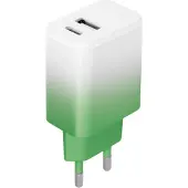 Setty USB + USB-C 20W Wandladegerät Mintweiß Schnellladefunktion Leistungsstark