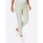 Casual Looks Bequeme Jeans , Damen, Gr. 20, Kurzgrößen, grün (schilf, ecru, gestreift), 97% Baumwolle, 3% Elasthan, gemustert, mehrfarbig, lang, Jeans Bequeme Jeans