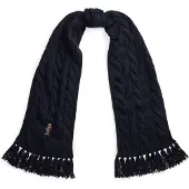 Ralph Lauren für Damen. 455P18119001 Schal mit Zopfmuster und Polo Bear marineblau (OSFA), Lässig, Wolle