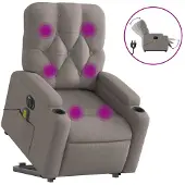 vidaXL Elektrischer Massagesessel mit Aufstehhilfe Taupe Stoff
