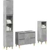 vidaXL 3-tlg. Badmöbel-Set Betongrau Holzwerkstoff