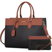 Sonstiges LOVEVOOK Laptop Handtasche Damen 15,6 Zoll Kunstleder Schwarz Braun