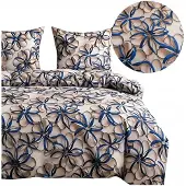 Cotton World Baumwolle world Bettwäsche-Set 160x200 3D Blumen Baumwollsatin
