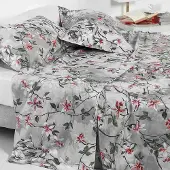 Merkloos Bettwäsche Set Percale Baumwolle für Doppelbetten Grau