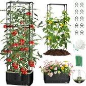 Merkloos Selbstbewässernder Tomatenpflanzer mit Spalier für Gartenbeete