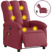 vidaXL Massagesessel Elektrisch Weinrot Stoff