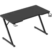Huzaro Hero 2.5 | Gaming Tisch PC Schreibtisch Computertisch | Getränkehalter Kopfhörerhalter Carbon Tischplatte 120x60cm | Homeoffice Gamer | Schwarz