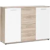 Freiraum Sideboard Standschrank Anrichte Beistellschrank Highboard Kommode "Jacklin I" Sonoma-Eiche/Weiß